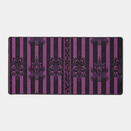 Gothic Damask Purple & Black Striped Desk Mat  (Recto)