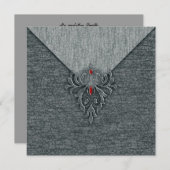 Gothic  Damask Red Jewels Kaart (Voorkant / Achterkant)