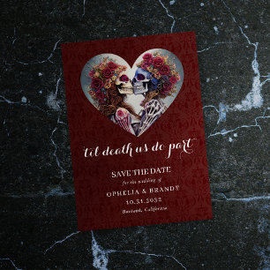 Gothic Damask Skeleton Kiss Wedding Save The Date