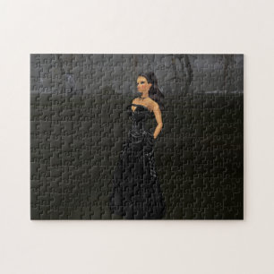 Gothic dame in een kerkhof puzzel