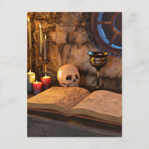 Gothic Dark Academia Kaarsverlichte Studeerkamer K Briefkaart