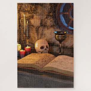 Gothic Dark Academia Kaarsverlichte Studeerkamer K Legpuzzel