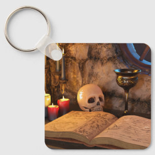 Gothic Dark Academia Kaarsverlichte Studeerkamer K Sleutelhanger