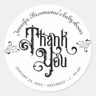 Gothic Dark Bedankt Baby Shower Ronde Sticker