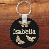  gothic Dark Butterfly Art Isabella Name Sleutelhanger (Voorkant)