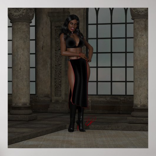 Gothic Dark Fantasy African Vampire Woman Poster (Voorkant)