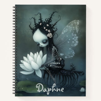 Gothic Dark Fantasy Fairy Skeleton Aangepaste naam Notitieboek