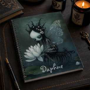 Gothic Dark Fantasy Feeënskelet Aangepaste Naam Notitieboek