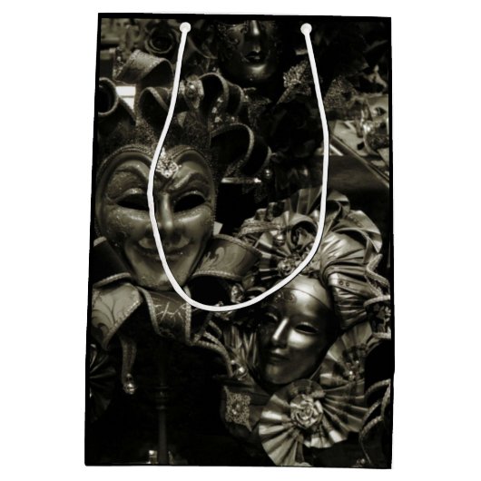 Gothic Dark Masquerade Maskers Zwart en Wit Medium Cadeauzakje (Achterkant)