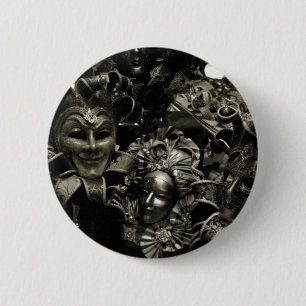 Gothic Dark Masquerade Maskers Zwart en Wit Ronde Button 5,7 Cm