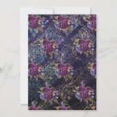 Gothic Dark Paars Floral Gold Wedding Kaart (Achterkant)