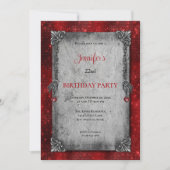 Gothic Dark Red Birthday invitation (Devant)
