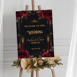 Gothic Dark Romance Elegant Wedding Welcome Sign Poster