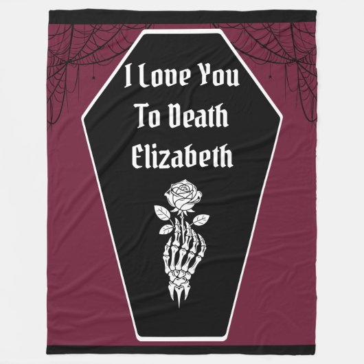 Gothic Dark Romance I Love You to Death Skeleton Fleece Deken (Voorkant)