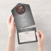 Gothic Dark Skeletons & Roos Heart No Dinner All In One Uitnodiging (Afscheurbaar)