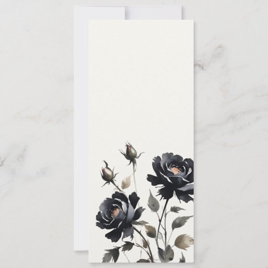Gothic Dark Waterverf Zwart Roos Bruiloft Menu Kaart (Achterkant)