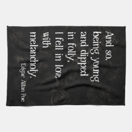 Gothic Dead Roos en Poe Quote Theedoek