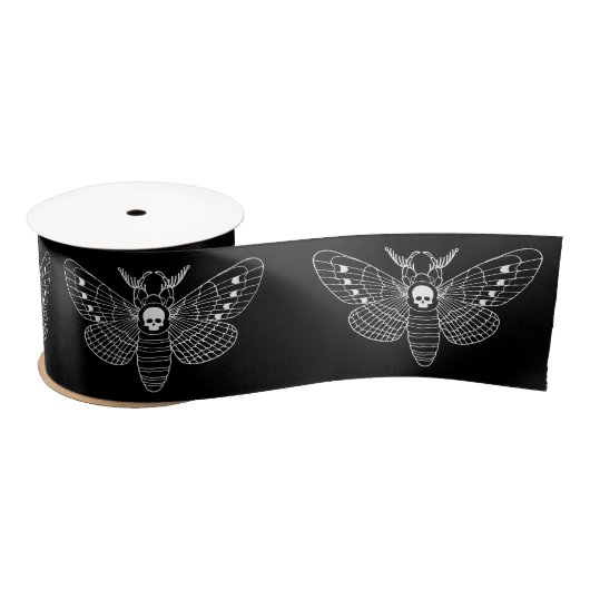 Gothic Death Head Hawk Moth zwart en wit Lint (Spoel)