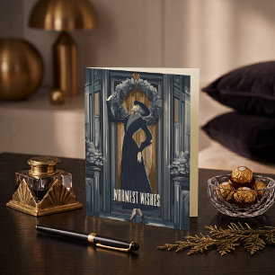 Gothic Deco Moderne Krans Feestdagen Kaart