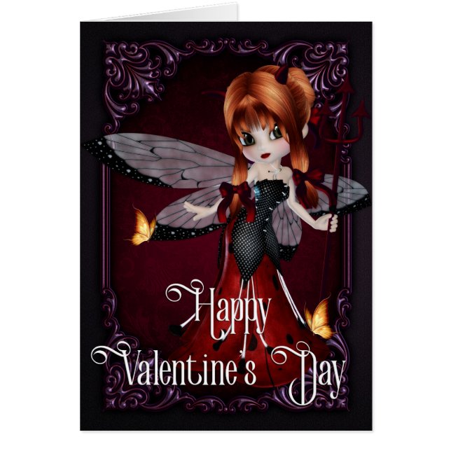 Gothic Devil Ladybug Happy Valentine's Day Kaart (Voorkant)