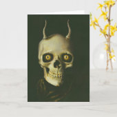 Gothic Devil Skull Greetings Kaart (Gele Bloem)