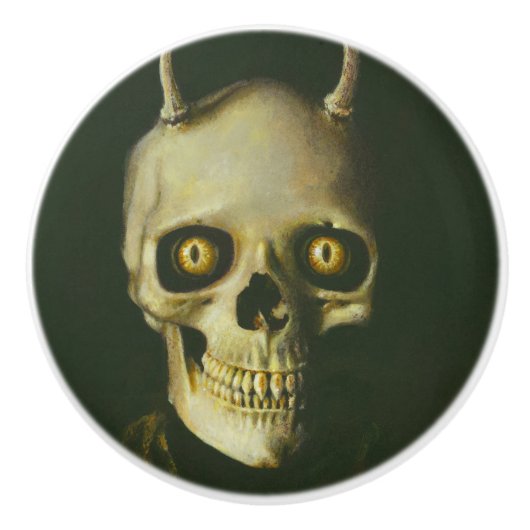 Gothic Devil Skull Knobbelgreep Keramische Knop (Voorkant)