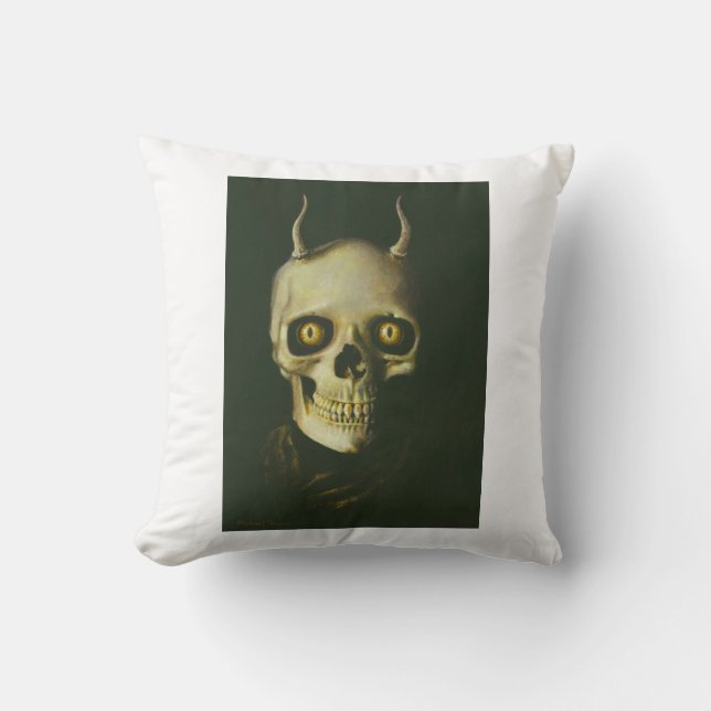 Gothic Devil Skull Pillow Kussen (Voorkant)