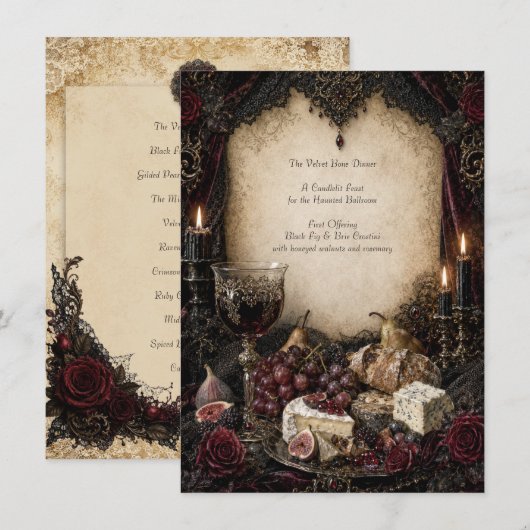 Gothic Dinner Menu Kaart (Voorkant / Achterkant)