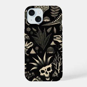 Gothic Dinosaur Skeleton Engraving Pattern