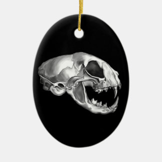 Gothic dode kat Silver Feline Skelet Keramisch Ornament