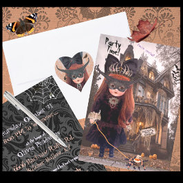 Gothic Doll Halloween Uitnodiging