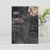 Gothic Donker Bloemen Bruids Douche Uitnodiging (Staand voorkant)