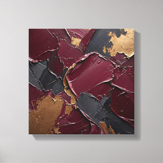 Gothic donker burgundy matte zwart goud blad muur canvas afdruk