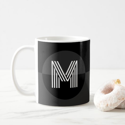 Gothic Donker Zwart Grijs Geometrisch Modern Monog Koffiemok (Met donut)