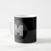 Gothic Donker Zwart Grijs Geometrisch Modern Monog Koffiemok (Voorkant links)