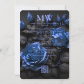 Gothic Donkerblauwe Rozen Elegante Trouw Save The Date (Achterkant)