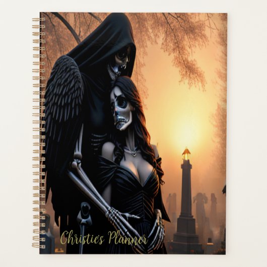 Gothic donkere engel koppel personaliseren planner (Voorkant)