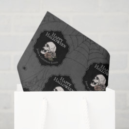 Gothic Donkergrijs Bloemen Schedel Halloween Tissuepapier