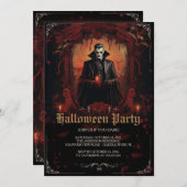 Gothic Dracula Halloween Party Kaart (Voorkant / Achterkant)