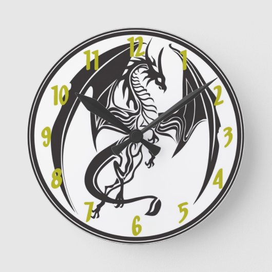 Gothic Dragon Clock Ronde Klok (Voorkant)