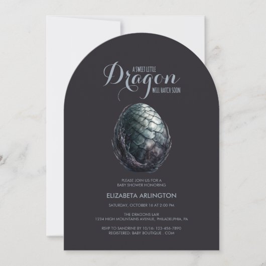 Gothic Dragon Egg Baby Shower Invitation (Devant)