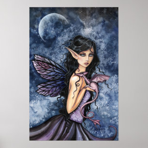 Gothic Dragon Fairy Art Poster van Molly Harrison