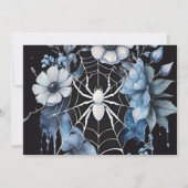 Gothic Dusty Blue Floral Spider Web Handfasting Save The Date (Achterkant)