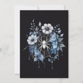 Gothic Dusty Blue Spider Bloemen Web Handfasting Kaart (Achterkant)