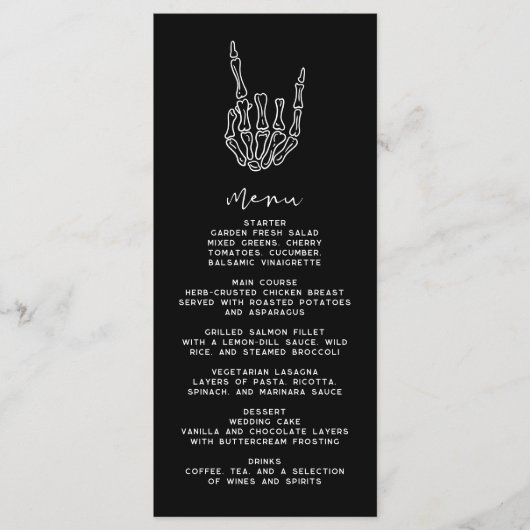 Gothic Edgy Bruiloft Diner Menu (Voorkant)