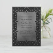 Gothic Elegance Monochrome Lace Wedding Kaart (Staand voorkant)