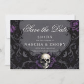Gothic Elegance Paarse Boho Schedel Bewaar de datu Save The Date (Voorkant)