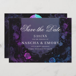 Gothic Elegance Paarse Boho Schedel Bewaar de datu Save The Date