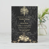 Gothic Elegance Skeleton Halloween Wedding Kaart (Staand voorkant)