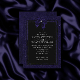 Gothic Elegance   Violet Paarse Moody Bow Wedding Kaart